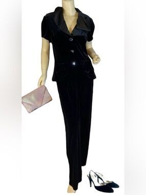 CACHET BLACK VELOUR SPECIAL OCCASION PANT SUIT SET NWT (L)